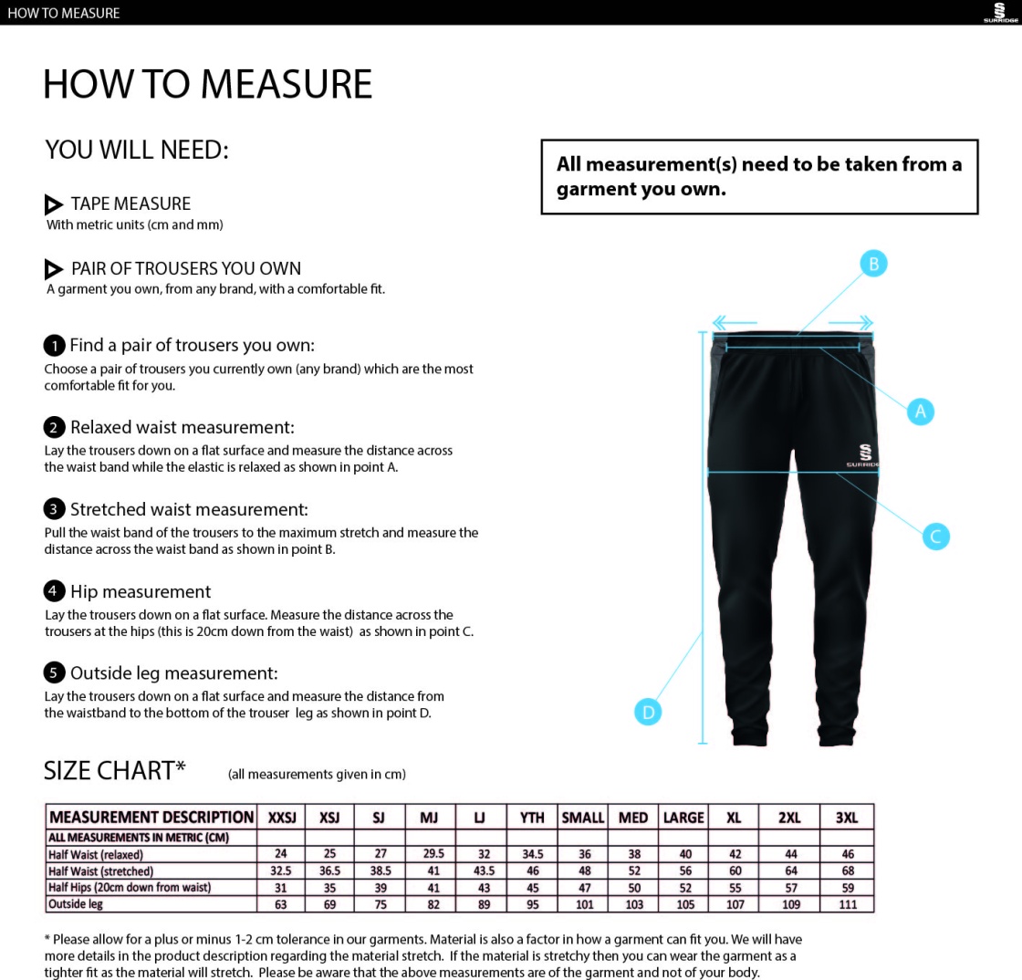 Leamington Football Club Dual Skinny Pants - Size Guide